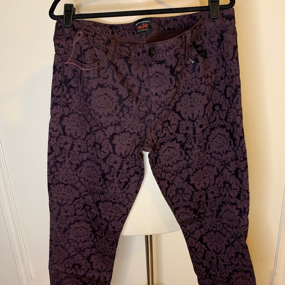 L’wren Scott Burgundy Brocade Pants